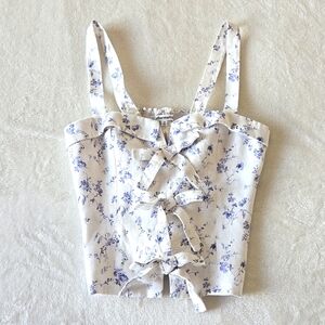 Linen floral tank top